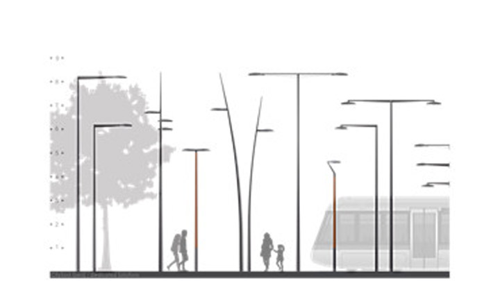 Illustration d’une rue éclairée avec les luminaires Philips pour l’éclairage extérieur – éclairage connecté et à économie d’énergie de la voie publique